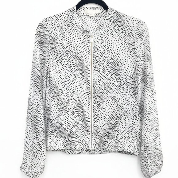 H&M Jackets & Blazers - H&M Black and White Dalmatian Print Bomber Jacket Gold Zip - Size 4 (XS)
